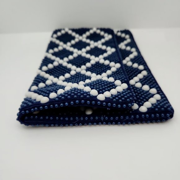 Vintage Beaded Clutch Bag, Designed by Mr. Jonas, Blue & White, Hong Kong - Picture 9 of 10